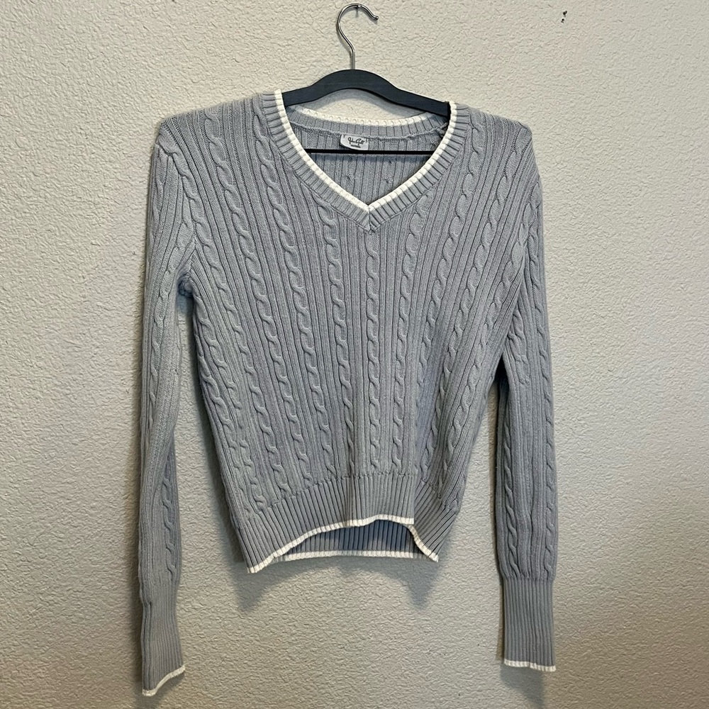 Brandy Melville John Galt Light Blue Cable Stitch Sweater